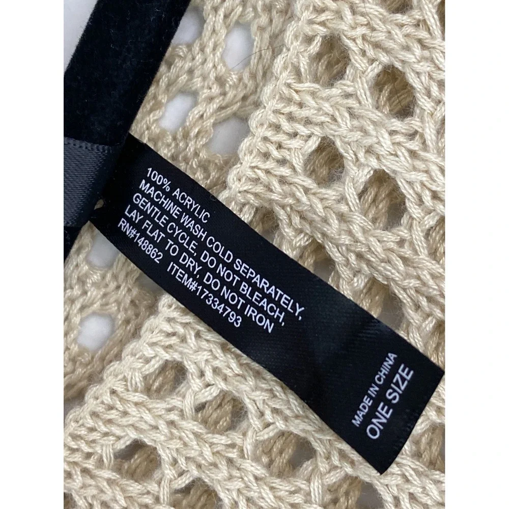 Torrid Crochet Knit Kimono Sweater OS Beige Open Knit Breathable Poncho Beach
